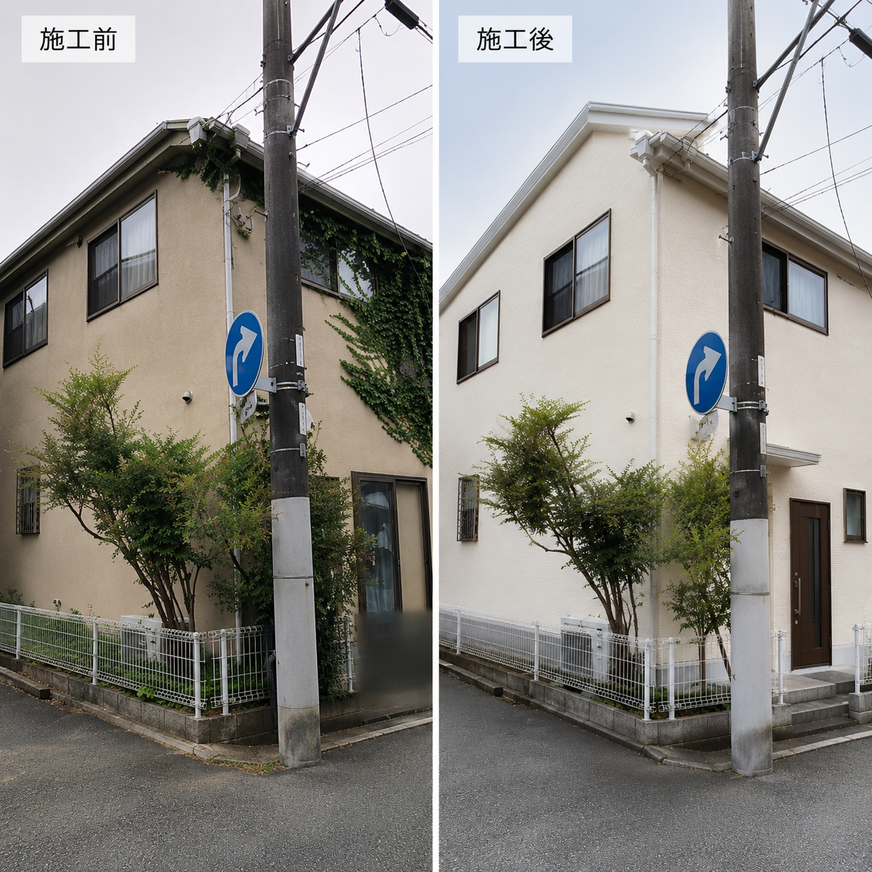 戸建て外壁塗装 施工前後